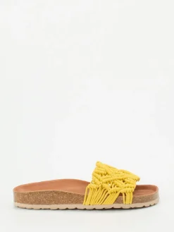 – Pantoletten aus Textil in Makramee-Optik*Verbenas Online