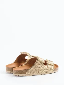 Damen Verbenas – Zweiriemer-Pantolette aus Metallic-Synthetik goldfarben