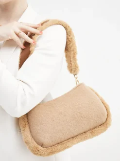 Damen Viamailbag – Baguette-Bag aus Textil und Kunstfell