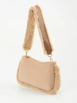 Damen Viamailbag – Baguette-Bag aus Textil und Kunstfell