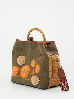 Damen Viamailbag – Matchbeutel aus Textil mit Bambusgriff