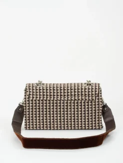 Damen Viamailbag – Schultertasche aus Bouclé-Textil Dunkelbraun