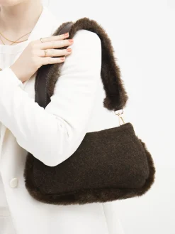 Damen Viamailbag – Schultertasche aus Textil mit Kunstfell