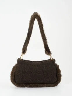 Damen Viamailbag – Schultertasche aus Textil mit Kunstfell