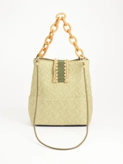 – Schultertasche aus Textil mit Bastdetails*Viamailbag Sale