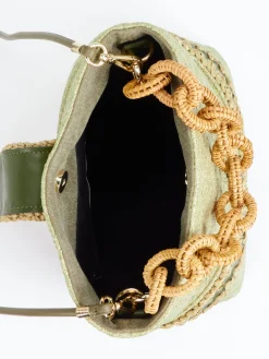 – Schultertasche aus Textil mit Bastdetails*Viamailbag Sale