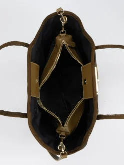 – Shopper aus Veloursleder olivbraun*Viamailbag Discount