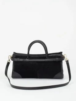 Damen Viamailbag – Top Handle Bag aus Textil und Leder Schwarz