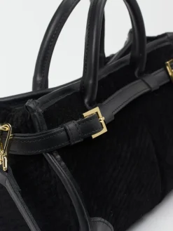 Damen Viamailbag – Top Handle Bag aus Textil und Leder Schwarz