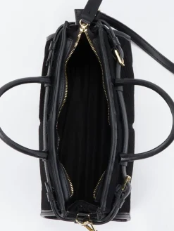 Damen Viamailbag – Top Handle Bag aus Textil und Leder Schwarz