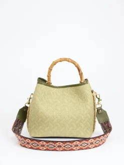 Damen Viamailbag – Top Handle Bag aus Textil mit Bambusgriff