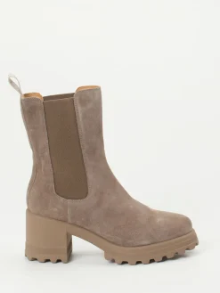 Damen Voile Blanche – Chelsea Boots aus Veloursleder Taupe