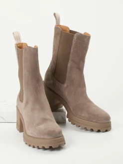 Damen Voile Blanche – Chelsea Boots aus Veloursleder Taupe