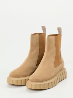 Damen Voile Blanche – Chelsea Boots aus Veloursleder camelfarben