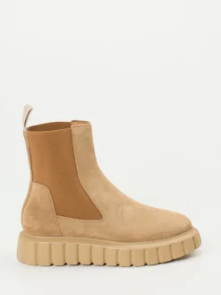 Damen Voile Blanche – Chelsea Boots aus Veloursleder camelfarben