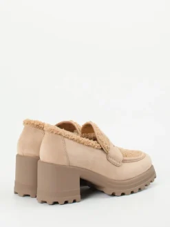 Damen Voile Blanche – Loafer aus Nubukleder mit Teddyfell