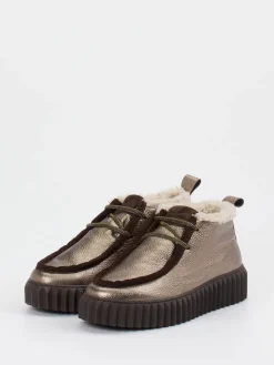 Damen Voile Blanche – Schnürboots aus Metallic-Leder bronzebraun