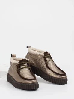 Damen Voile Blanche – Schnürboots aus Metallic-Leder bronzebraun