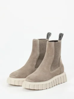 Damen Voile Blanche – Stiefelette aus Veloursleder taupe