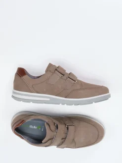 Herren Waldläufer – Klettverschluss-Halbschuh aus Nubukleder taupe