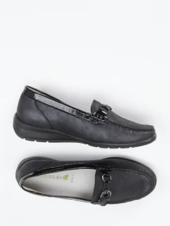 Damen Waldläufer – Komfortloafer aus Metallicleder Anthrazit