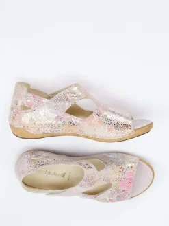 Damen Waldläufer – Komfortsandalen aus geprägtem Leder