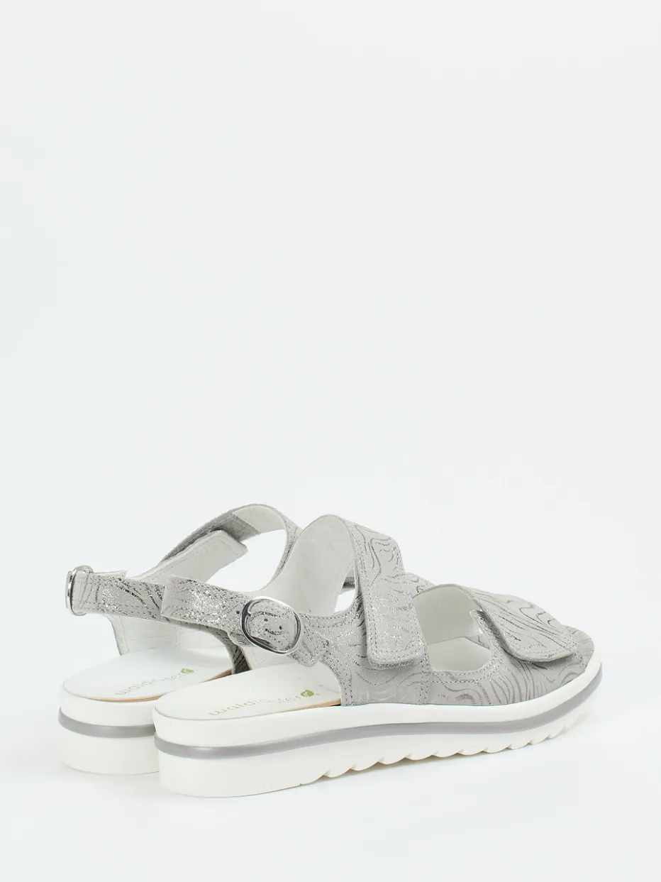 – Komfortsandale aus Veloursleder silber*Waldläufer