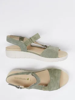 – Komfortsandale aus Veloursleder Salbei*Waldläufer Clearance