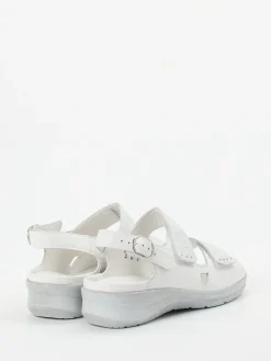 – Komfortsandale aus geprägtem Leder Offwhite*Waldläufer New