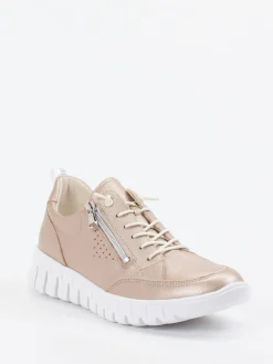 Damen Waldläufer – Komfort-Sneaker aus Metallicleder Roségold