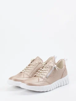 Damen Waldläufer – Komfort-Sneaker aus Metallicleder Roségold