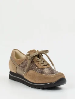 Damen Waldläufer – Komfort-Sneaker aus Veloursleder Taupe