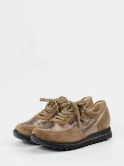 Damen Waldläufer – Komfort-Sneaker aus Veloursleder Taupe