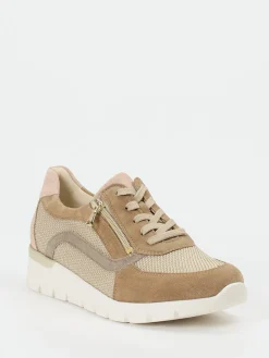 Damen Waldläufer – Komfort-Sneaker aus Veloursleder beige