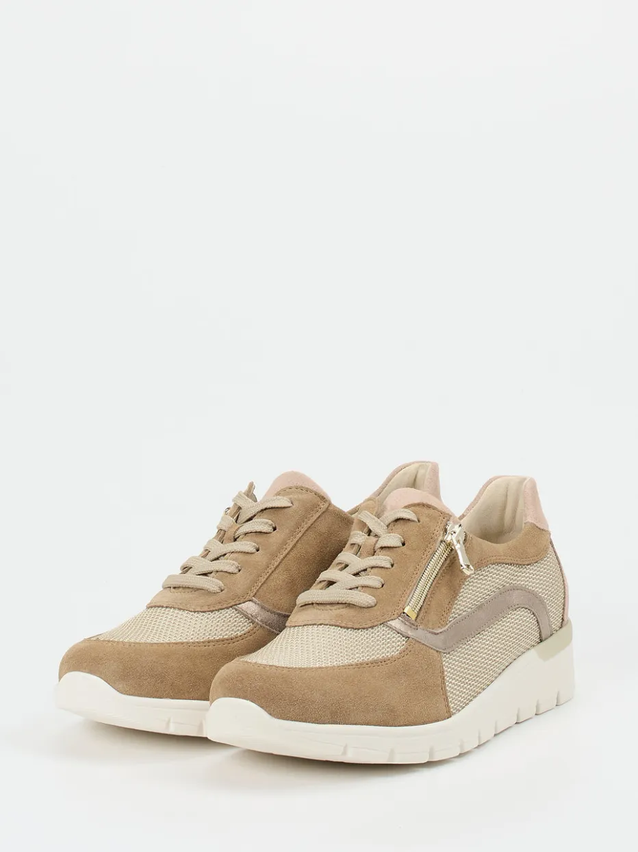 Damen Waldläufer – Komfort-Sneaker aus Veloursleder beige