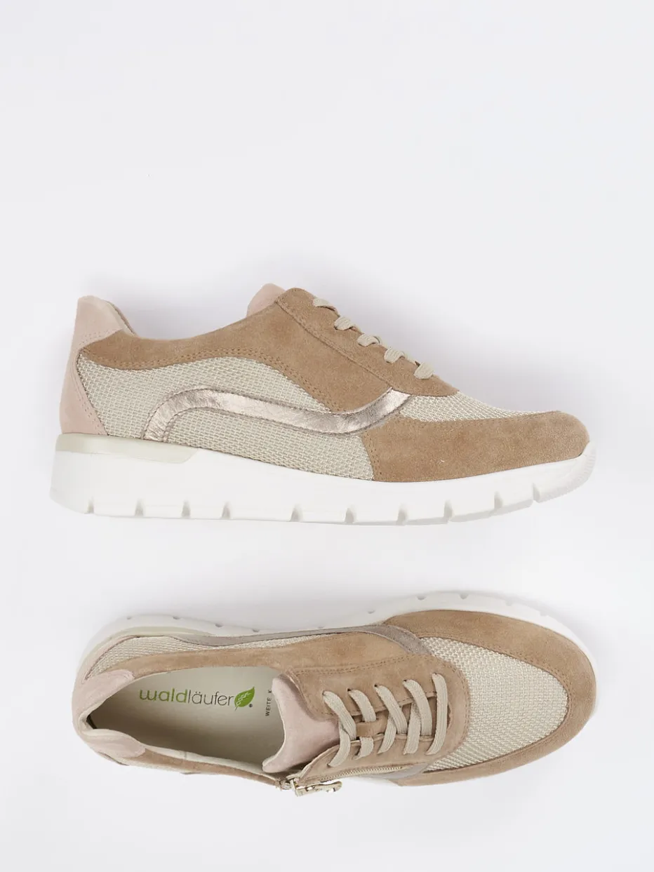 Damen Waldläufer – Komfort-Sneaker aus Veloursleder beige