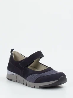 Damen Waldläufer – Mary Jane Sneaker aus Veloursleder Dunkel