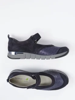 Damen Waldläufer – Mary Jane Sneaker aus Veloursleder Dunkel