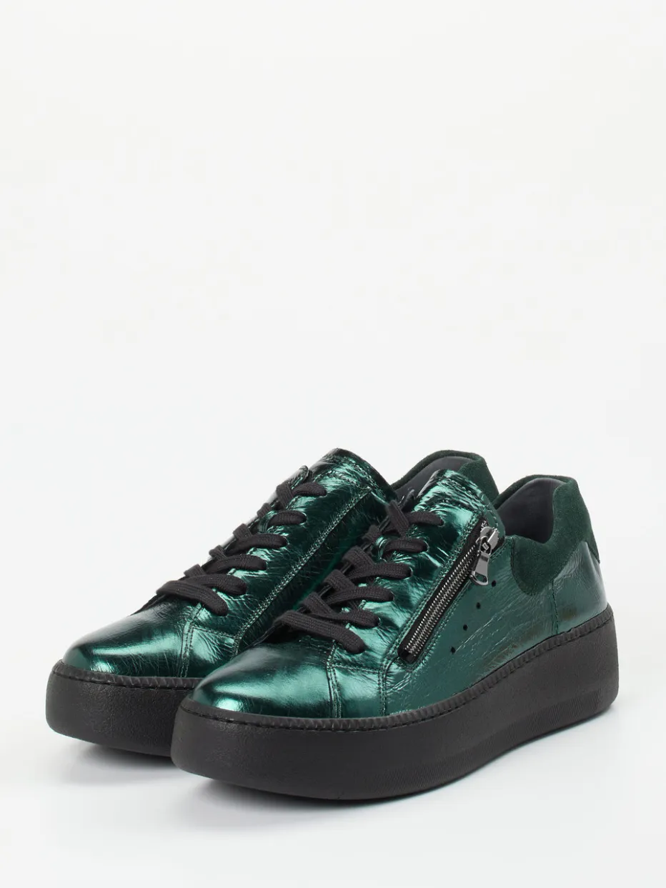 – Plateau-Sneaker aus Metallicleder*Waldläufer