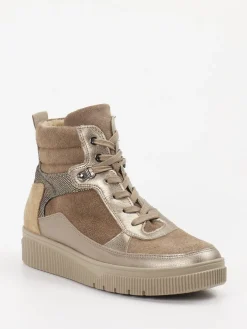 Damen Waldläufer – Schnürboots aus Veloursleder taupe