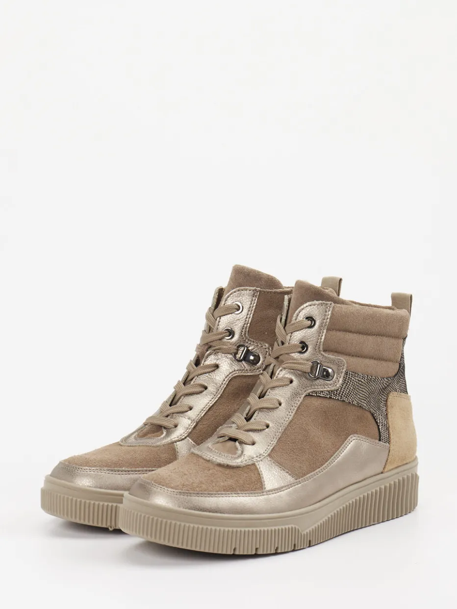 Damen Waldläufer – Schnürboots aus Veloursleder taupe