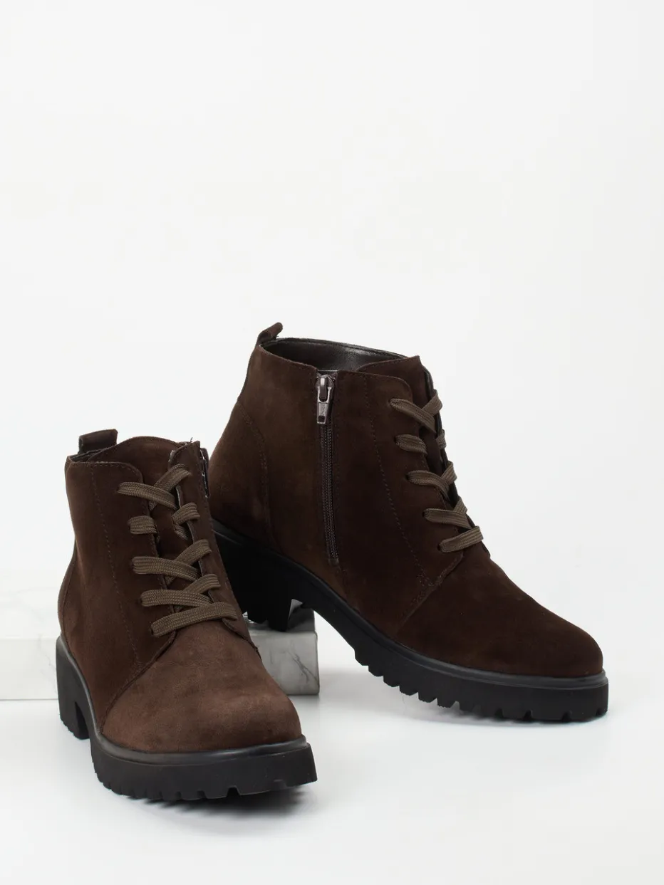 Damen Waldläufer – Schnürboots aus Veloursleder Dunkel