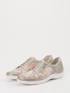 Damen Waldläufer – Schnürschuhe aus Leder-Mix Pastelloptik