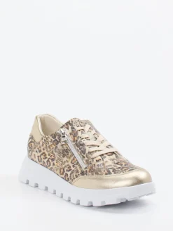 Damen Waldläufer – Sneaker aus geprägtem Leder in Beige