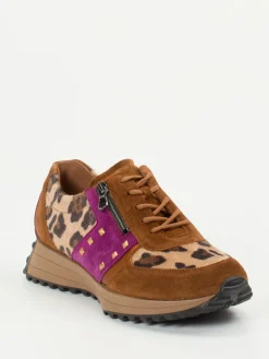 Damen Waldläufer – Sneaker aus Veloursleder mit Leoprint