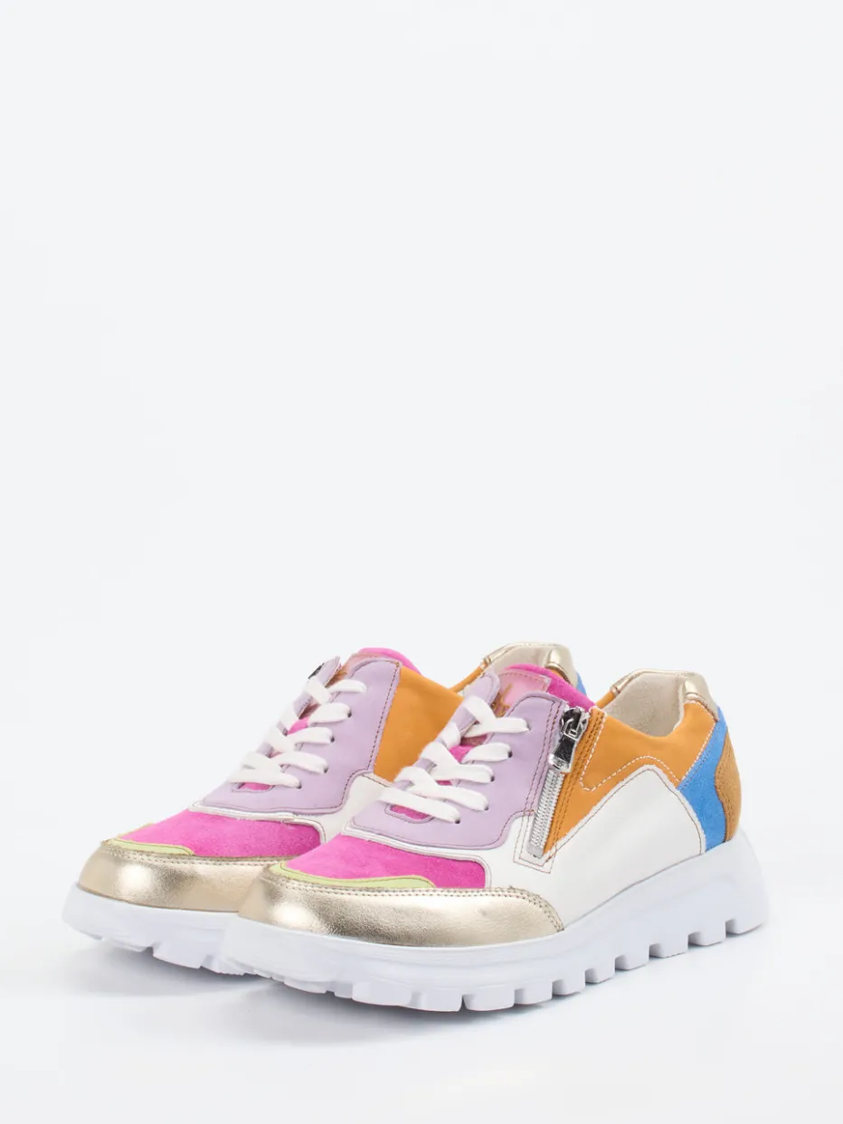 Damen Waldläufer – Sneaker aus Velourleder und Glattleder color