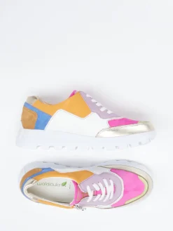 Damen Waldläufer – Sneaker aus Velourleder und Glattleder color