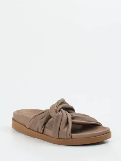 Damen Werner – Slides aus Kalbleder in Taupe