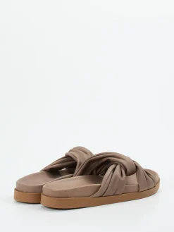 Damen Werner – Slides aus Kalbleder in Taupe