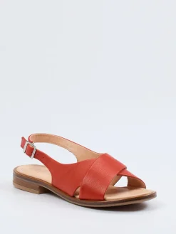 Damen Werner – Slingback-Sandalen aus Kalbleder ziegelrot
